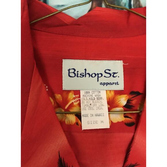 BISHOP ST. APPAREL Blood Orange Hawaiian Shirt Cotton Tropical Beach Sz M EUC - Picture 4 of 7